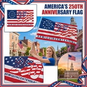 250 American USA Flag 3x5 FT, Red White and Blue Patriotic Decorations & Letter Printed US Flag USA High Wind with Stars and Stripes, Brass Grommets, Durable USA Flag Outdoor Outside