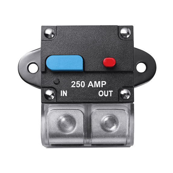 250 Amp High Amp Marine Rated Circuit Breaker for Boat Trolling Motor with Manual Reset Switch, Water Proof, 12V- 48V DC