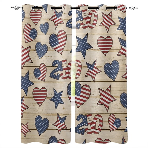250 Anniversary Blackout Curtains for Bedroom Living Room Darkening Curtains 84 Inch Length 2 Panels Set American Flag Memorial Day Vintage Brown Window Curtain Window Treatment Drapes 52"x84"