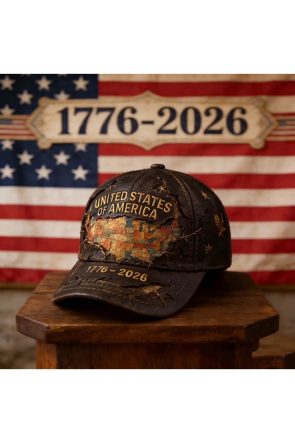 250 Anniversary Cap Brown Adjustable Hat with The United States Map America 250th Birthday 250 Years USA 1776 2026 Hat USA Baseball Cap