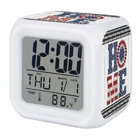 250 Anniversary Digital Alarm Clock for Bedrooms,Smart LED Alarm Clock with 7 Color Changing Night Light,HOME Letters Memorial Black Plaid Wooden Silent Wake Up Clocks for Sleep Study 3.2"x3.2"