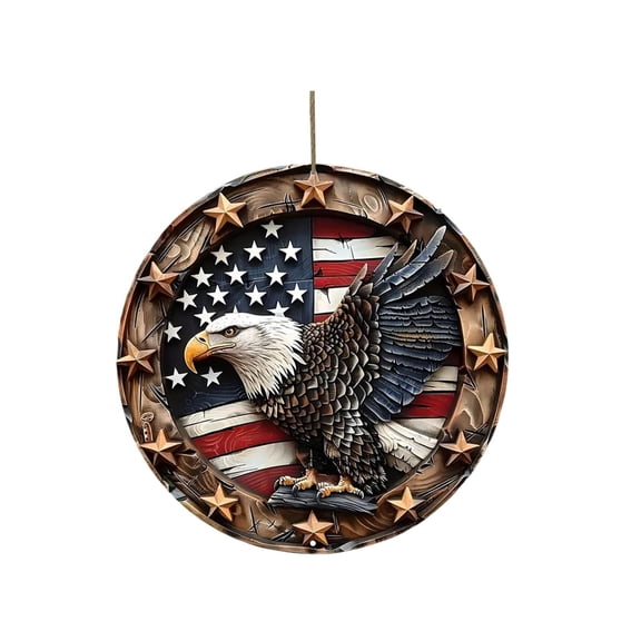 250 Anniversary Eagle Wooden Sign, 4Th of July America Eagle National Flag Hanger Wooden Hanging Signs for Home Porch Outdoor Decor Eagle B