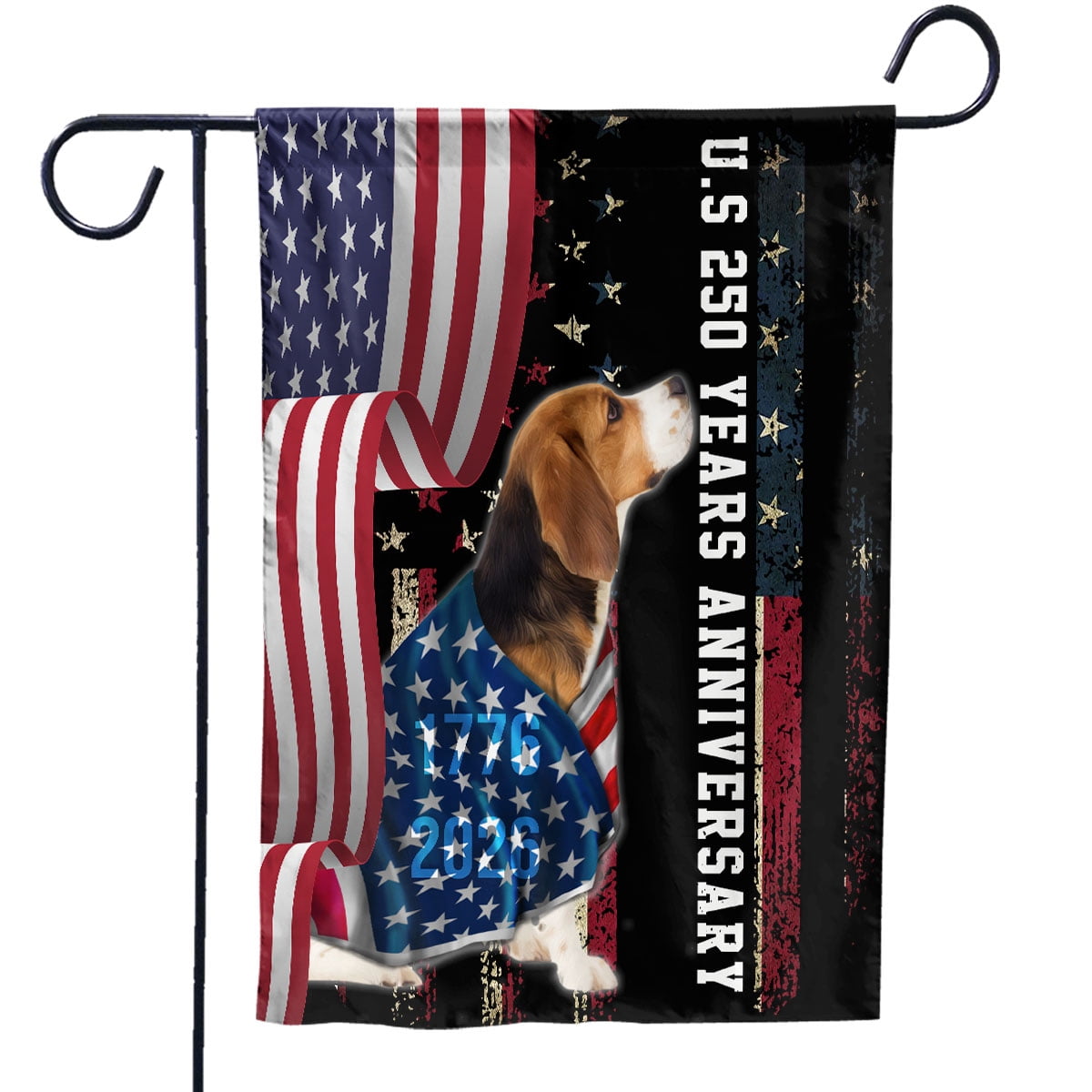 250 Anniversary Flag 29.5x39.5 inch Beagle Dog Wearing Patriotic America National Flag 250 Years 1776-2026 Indoor Outdoor Decor