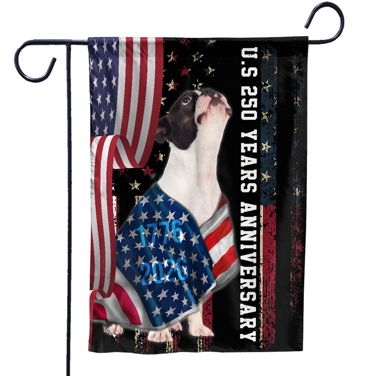 250 Anniversary Flag 29.5x39.5 inch Boston Terrier Dog Patriotic America National Flag 250 Years 1776-2026 Indoor Outdoor Decor