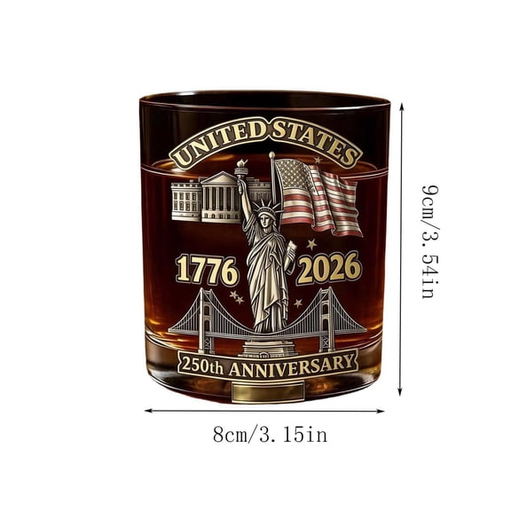 250 Anniversary Glass Bottle,Engraved Scotch Bourbon Rocks Tumbler With Liberty Statue,Vintage Style 1776-2026 Commemorative Gift For Marine Army Navy Air Force Military