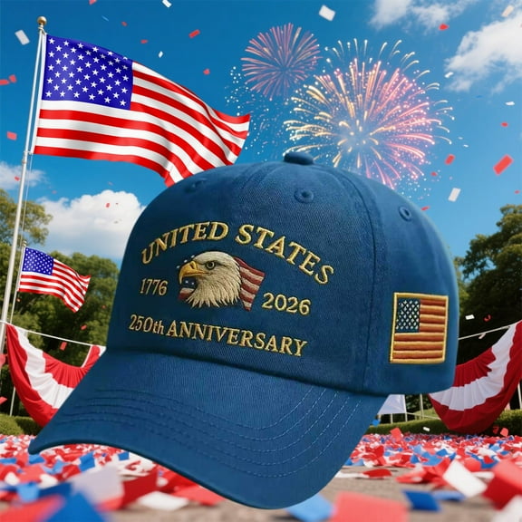 250 Anniversary Hat, USA 250th Anniversary Baseball Cap, Adjustable Patriotic Embroidered Baseball Cap with Bald Eagle, Retro Washed Cap