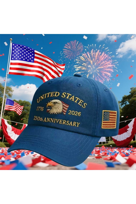 250 Anniversary Hat, USA 250th Anniversary Baseball Cap, Adjustable Patriotic Embroidered Baseball Cap with Bald Eagle, Retro Washed Cap