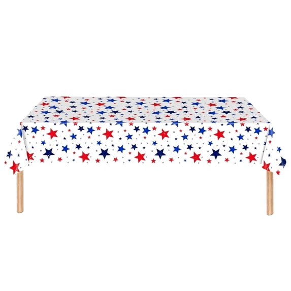 250 Anniversary Independence Day Party Tablecloth Americana Stars Patriotic Table Cover for 4th of July Decorations 54 x 108 Inch, Red White and Blue