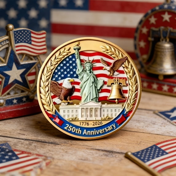 250 Anniversary Keepsake, USA 250th Anniversary Commemorative Keepsake, 1776-2026 Patriotic Decorative Figurine Ornaments, Historical Collectible Room Showcase Decoration, 1.6In