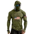 thumbnail image 1 of 250 Anniversary Mens Fishing Sun Hoodie American Flag Patriotic 1776-2026 Print 4th of July Sunshirt Army Green S, 1 of 5