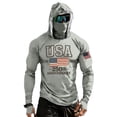 thumbnail image 1 of 250 Anniversary Mens Fishing Sun Hoodie American Flag Patriotic 1776-2026 Print 4th of July Sunshirt Light Gray M, 1 of 5