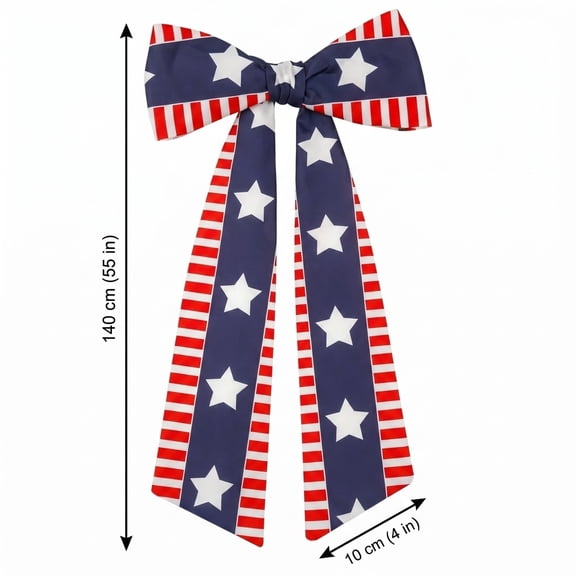 250 Anniversary Merchandise 4Th of July Decorations Independence Wreath Sash for Front Door,Memorial Day Ribbons Accessories American Stars and Stripes Satin Ribbon Sash for Wreath Outdooras Shown