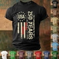 thumbnail image 1 of 250 Anniversary Patriotic Graphic Short Sleeve T Shirt Commemorative Anniversary Casual Mens Tees Grey S, 1 of 4