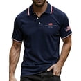 thumbnail image 1 of 250 Anniversary Polo Shirts for Men Usa Flag Print V Neck Short Sleeve Lapel Collar Tshirts 1776-2026 Patriotic Star Regular Fit Casual T-Shirt, XXL, #01 Navy, 1 of 4