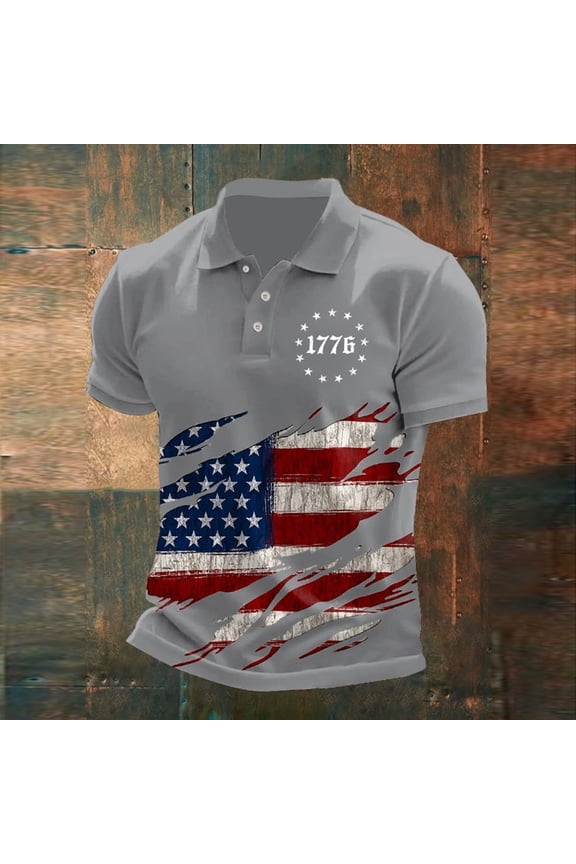 250 Anniversary Polo Shirts for Men Plus Size Short Sleeve Usa Shirt American Flag Print 250 Year American Anniversary T Shirts