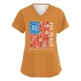 thumbnail image 1 of 250 Anniversary Scrub Tops for Women Letter Print 4th Of July Short Sleeve Shirts V Neck Moisture Wicking Classic Fit Casual Tops with Pockets, #01 Earthy Yellow, 3XL, 1 of 4