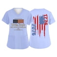 thumbnail image 1 of 250 Anniversary Scrub Tops for Women Letter Print United States V Neck Tops Short Sleeve Lightweight Relaxed Fit Workwear Shirts with Pockets, #01 Light Blue, M, 1 of 4