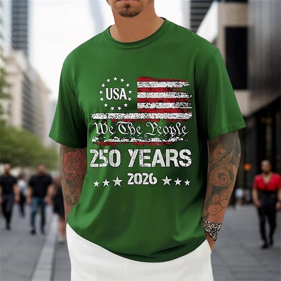 250 Anniversary Shirt – Simple Freedom Text T Shirt for Men & Women Patriotic Men's Tshirts 250 Year American Anniversary Flag Graphic Tee