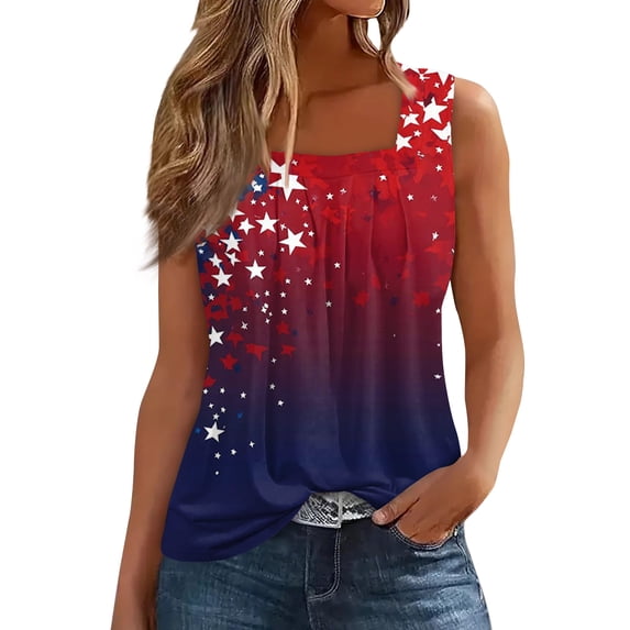 250 Anniversary Shirts for Women American Flag Print Sleeveless Square Neck Patriotic Cami Tops Plus Size Relaxed Fit Summer Camping Shirts,L,#01 Wine