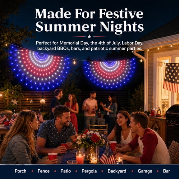 250 Anniversary Solar American Flag Pathway Lights 3-pack Patriotic Fan Flag Net Light Independence Day Fan Flag LED Net Light Patriotic Fan Flag Light Outdoor Decoration Bright Patriotic