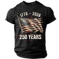 thumbnail image 1 of 250 Anniversary T Shirts for Men Fourth Of July Usa Flag Print Short Sleeve Crew Neck Tshirt Moisture Wicking Regular Fit Casual Beach Vacation Shirts, Black, #01 Black, 1 of 3