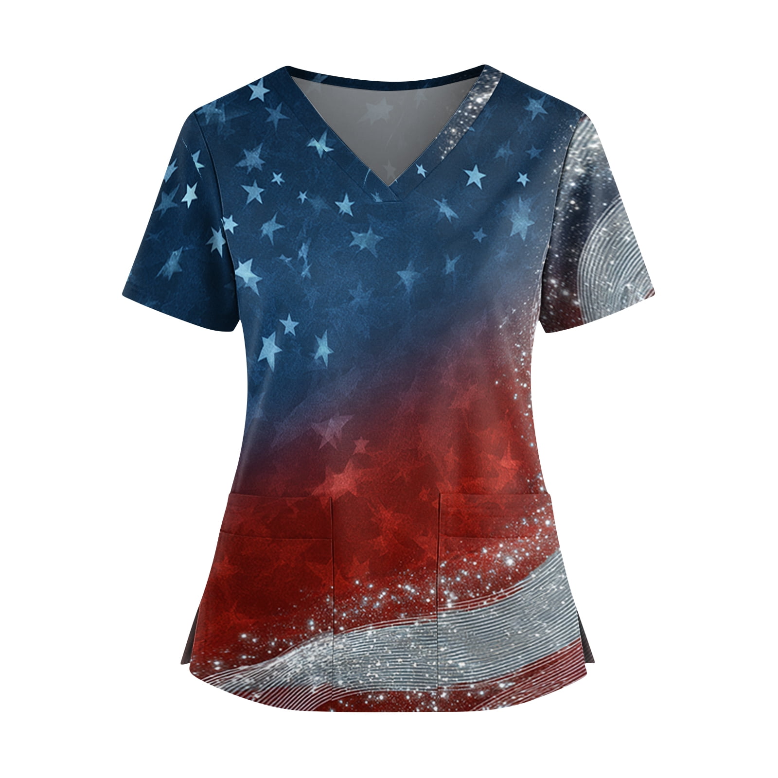 250 Anniversary USA 1776 - 2026 4th of July Scrub Tops for Women Vneck ...