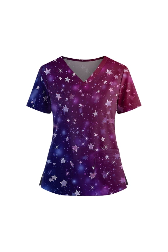 250 Anniversary USA 1776 - 2026 4th of July Scrub Tops for Women Vneck Patriotic Working Uniforms Pockets Blouses 02-Deep Red 3XL