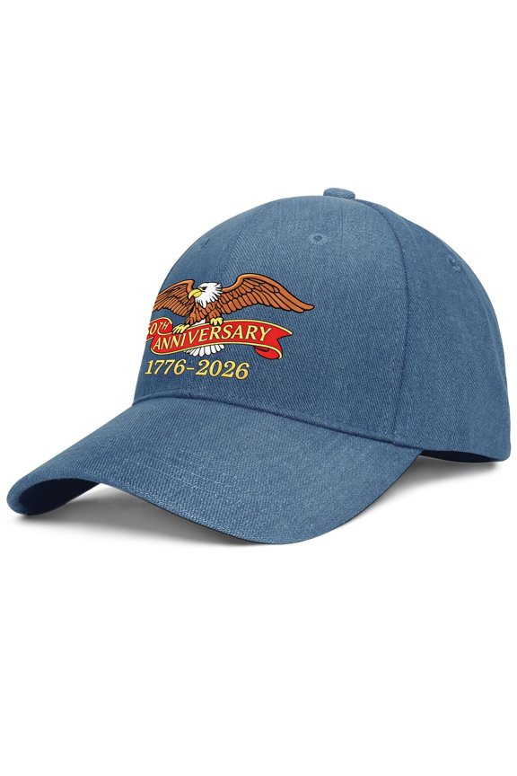 250 Anniversary USA 1776-2026 America Patriotic Bald Eagle Design Structured 6-Panel Snapback Hat One Size Fits Most Adjustable Closure