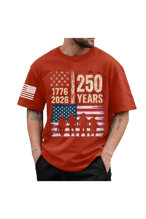 250 Anniversary USA 250th American Flag Patriotic 250 Years Mens T-Shirt Red,XL
