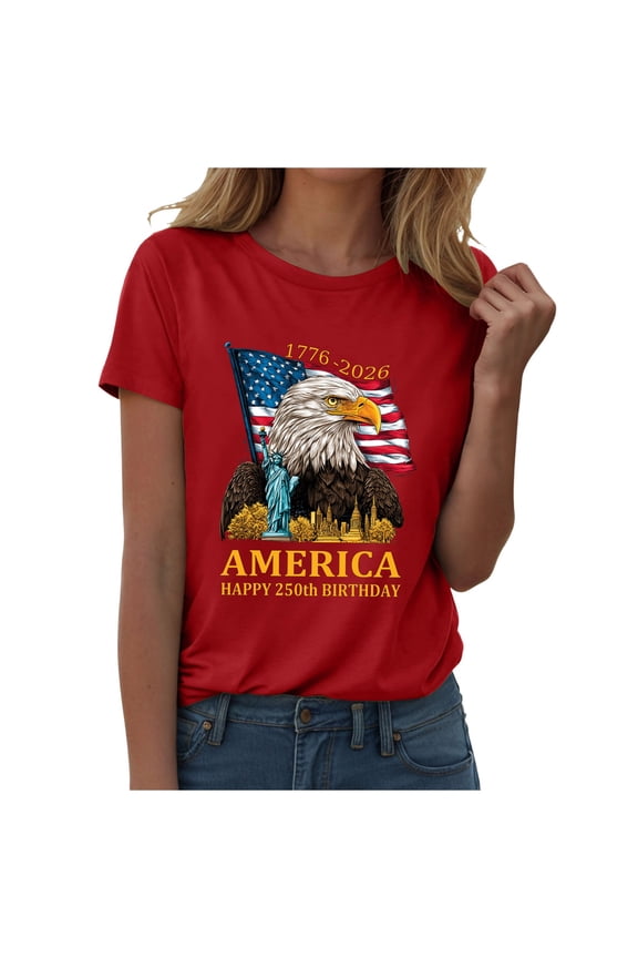 American Flag USA United States of America US 4th of July T-Shirt Red,XL