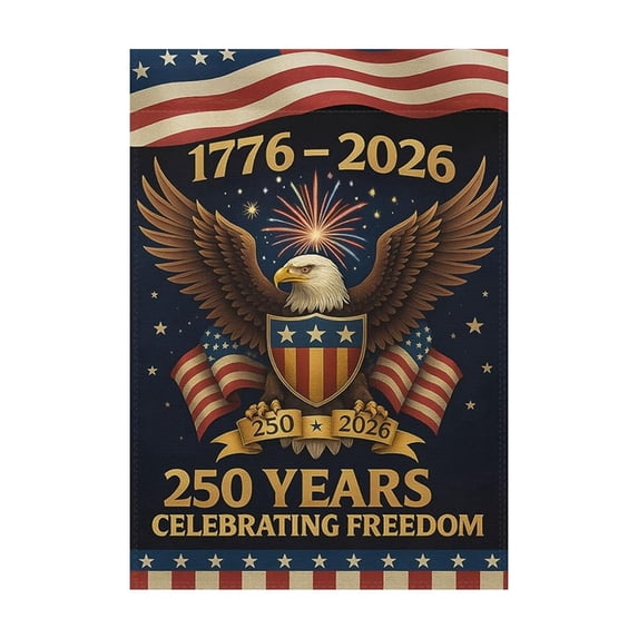 250 Anniversary USA Flag 250th Anniversary USA Patriotic Garden Flag Double Sided Balds Freedoms Yard Flag For 4th Of July Independence Day Decor American Patriotic Outdoor Yard Garden Flags