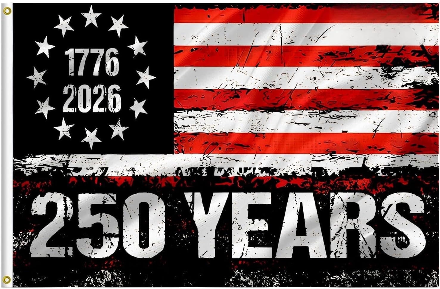 250 Anniversary USA Flag 3x5 Double Sided 3 Ply 250 year american anniversary flag Heavy Duty UV Protection  Fade Resistant 2 Brass Grommets  250 Years Of Freedom