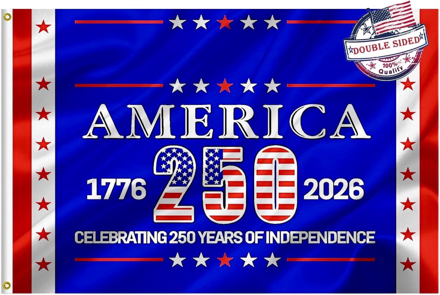 250 Anniversary USA Flag 3x5 Double Sided 3 Ply 250 year american anniversary flag Heavy Duty UV Protection  Fade Resistant 2 Brass Grommets  250 Years Of Freedom