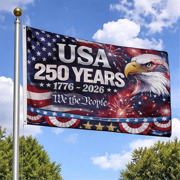 250 Anniversary USA Flag 3x5 FT Double Sided 3-Ply: 1776-2026 250 Year American Anniversary Flag for Outside Heavy Duty USA 250th Patriotic Commemorative Banner Reinforced Brass Grommets