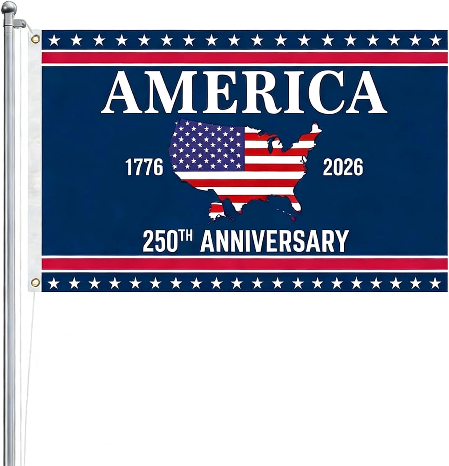 250 Anniversary USA Flag – America 250 Decorative Banner, 1776–2026 Double-Sided 3 x 5 ft Celebration Flag for Porch, Front Door, Wall & Outdoor Display