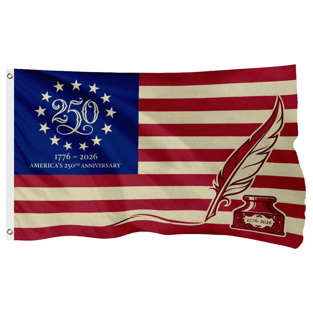 250 Anniversary USA Flag Betsy Ross Edition, American Anniversary Commemorative Flag, 400D Heavy Duty Double-Sided Patriotic Banner for Indoor Outdoor, 4 Rows Stitched Hem 2 Brass Grommets