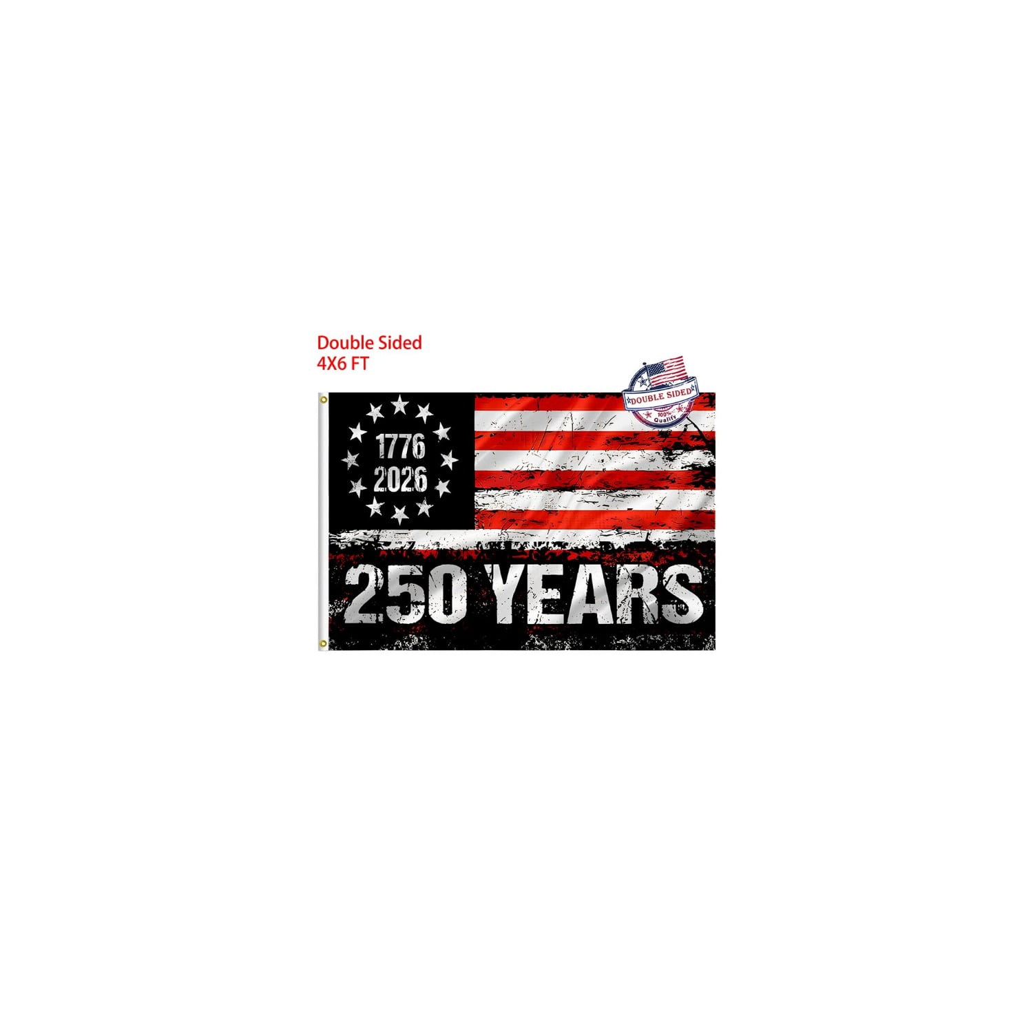 250 Anniversary USA Flag Double Sided 3-Ply 250 Year American Anniversary Flag Heavy Duty - UV Protection & Fade Resistant & 2 Brass Grommets - 250 Years of Freedom