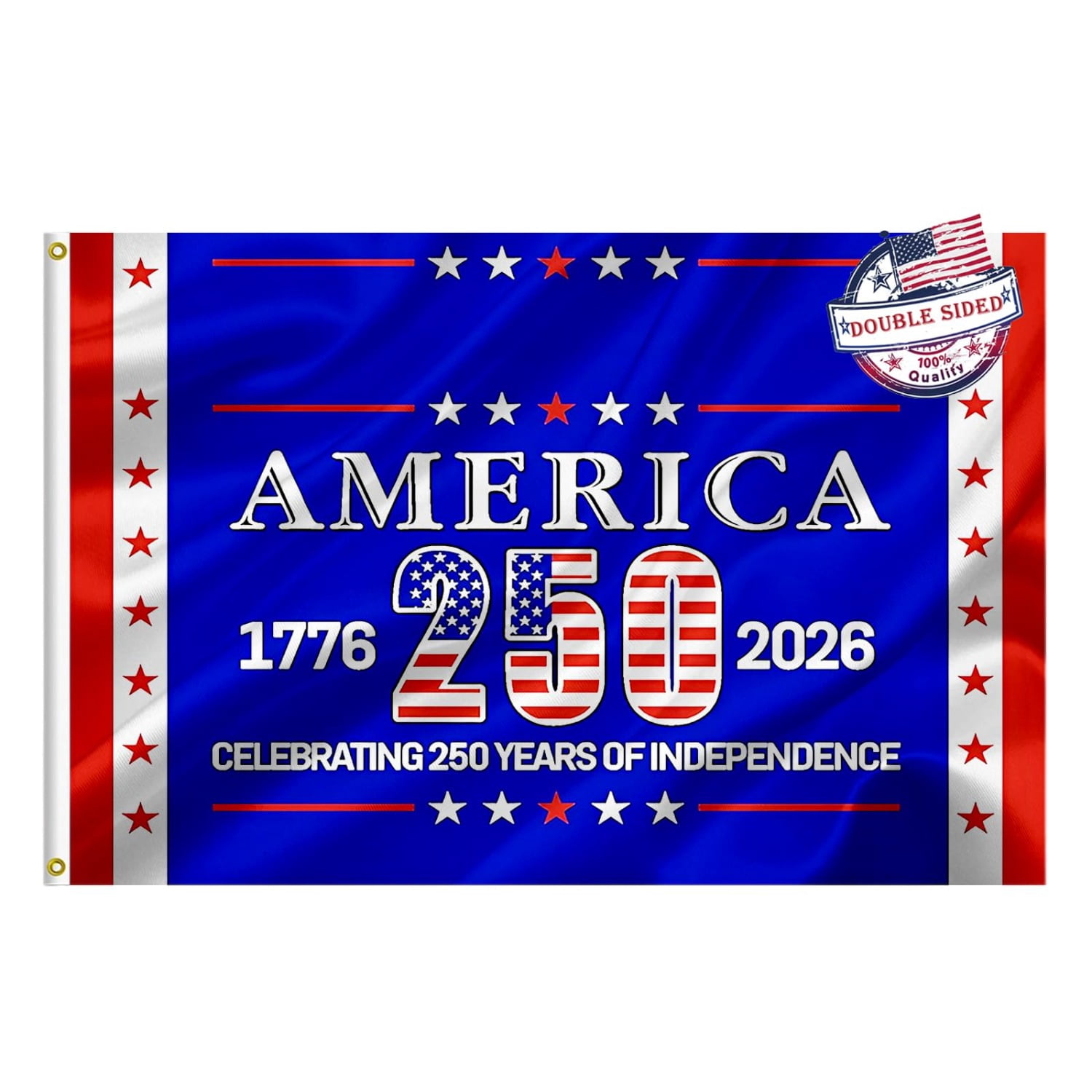 250 Anniversary USA Flag Double Sided 3-Ply 250 Year American Anniversary Flag Heavy Duty - UV Protection & Fade Resistant & 2 Brass Grommets - 250 Years of Freedom
