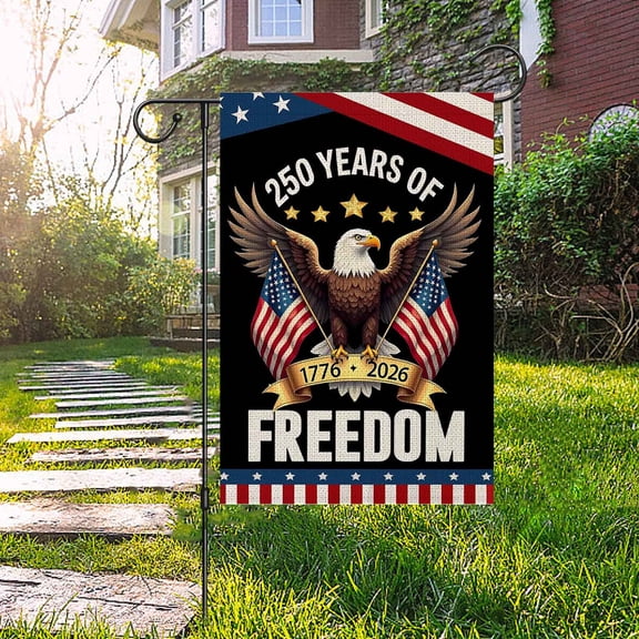 250 Anniversary USA Flag Garden Flag Patriotic Banner Double-Sided with Eagle Design, 1776-2026 Commemorative 12*18in A