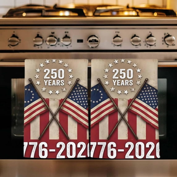 250 Anniversary USA Flag Kitchen Towels Set of 4, Absorbent Dish Towels ...