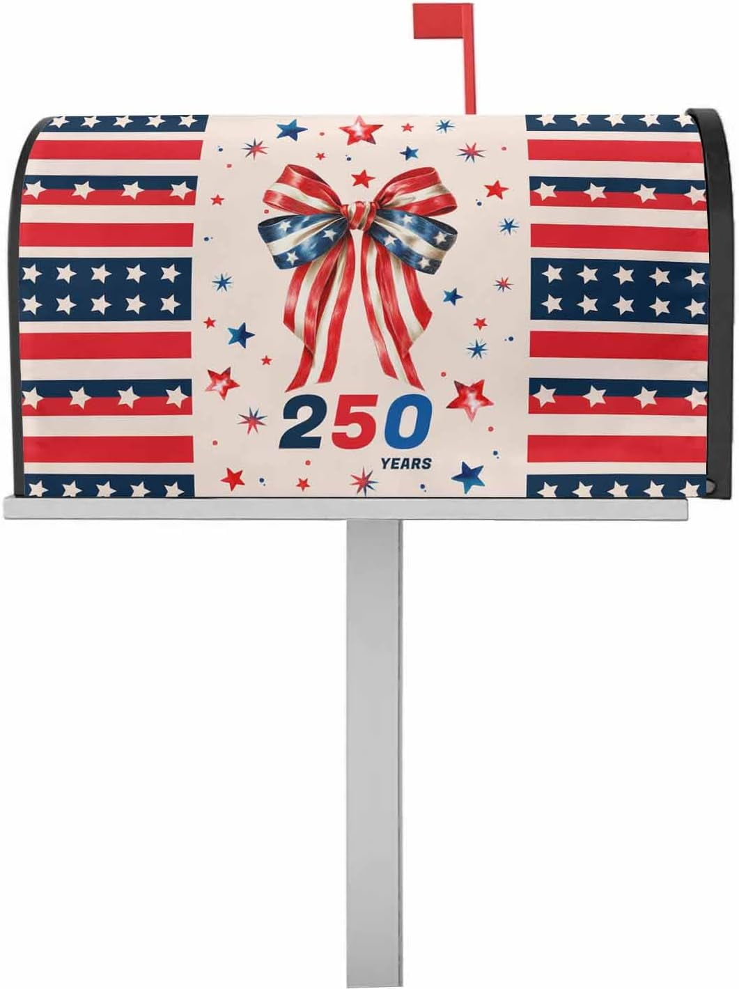 250 Anniversary USA Flag Mailbox Covers Magnetic, Red Blue Star Bow ...