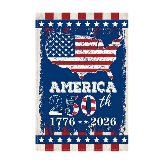 250 Anniversary USA Garden Flag Double Sided– Vintage USA Map Patriotic Outside Yard Flag (1776–2026)