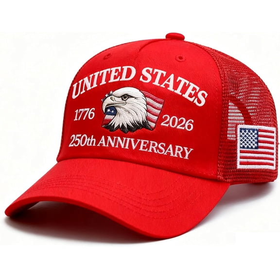 250 Anniversary USA Hat 1776-2026 Adjustable Embroidered Patriots American Eagle Trucker Cap United States 250th Mesh-Back Cap for Men Women