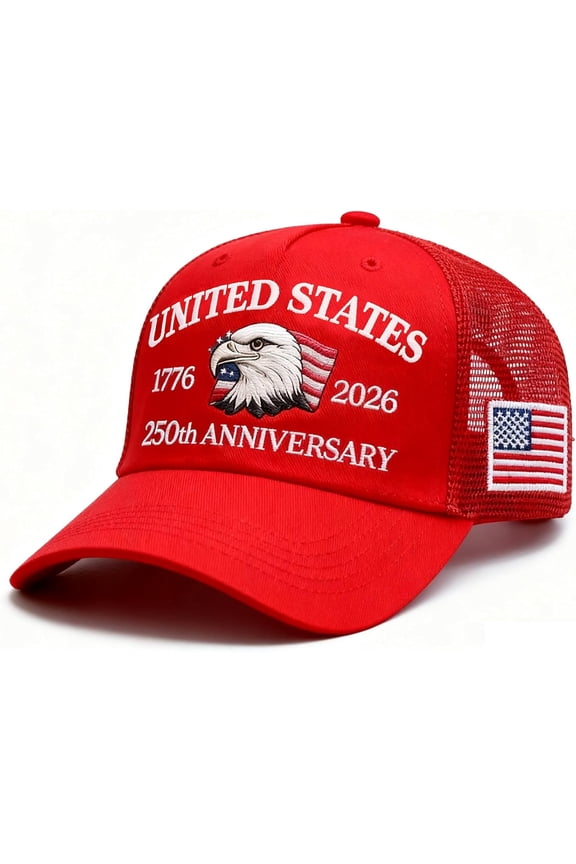 250 Anniversary USA Hat 1776-2026 Adjustable Embroidered Patriots American Eagle Trucker Cap United States 250th Mesh-Back Cap for Men Women
