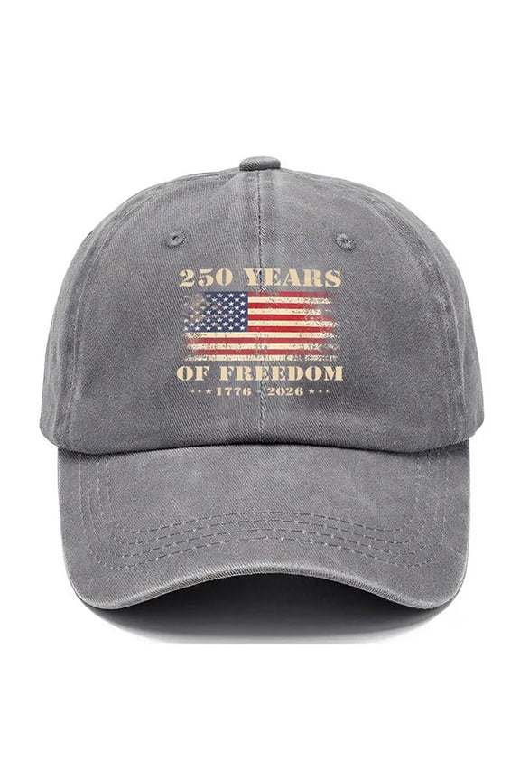 250 Anniversary USA Hat 250 Anniversary USA Flag U.S. 250th Anniversary 250 Years Freedom 1776-2026 Baseball Hats Funny Washed Hat Distressed Denim Hat Gray