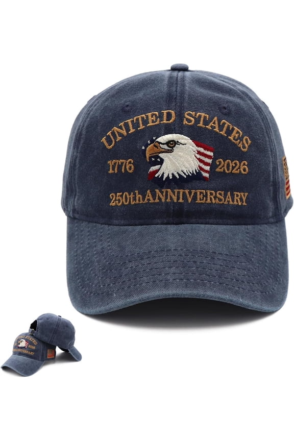 250 Anniversary USA Hat-Adjustable 250 Year American Anniversary Hat Eagle Patriotic Baseball Cap