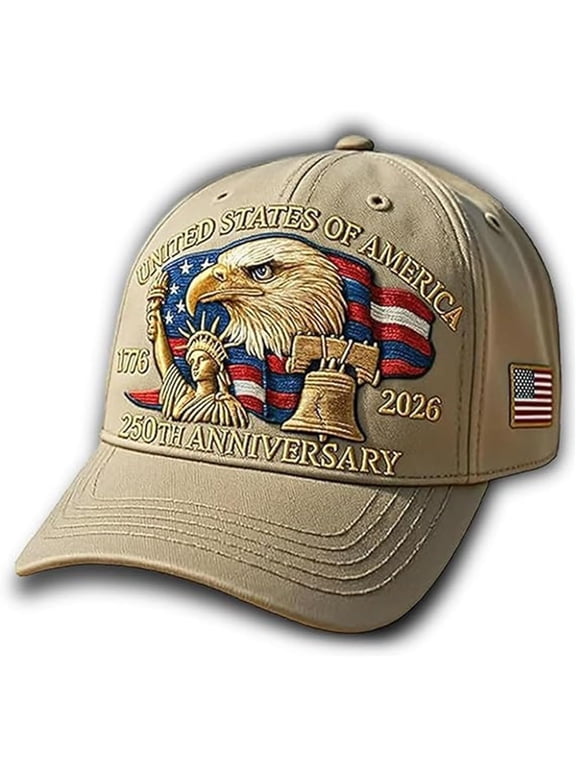 250 Anniversary USA Hat,Adjustable Retro Embroidered Hat,United States 250th Anniversary Cap, Patriotic Baseball Cap for Men Women Gifts