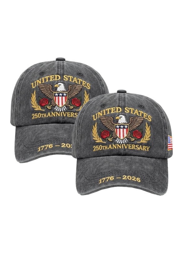250 Anniversary USA Hat, America 250th Anniversary Cap, Adjustable Cotton Embroidered Baseball Cap for Men Women