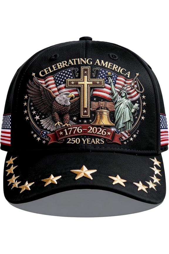 250 Anniversary USA Hat American 250th Eagle & Liberty & Cross Patriotic Printed Pattern Baseball Cap for Men Women