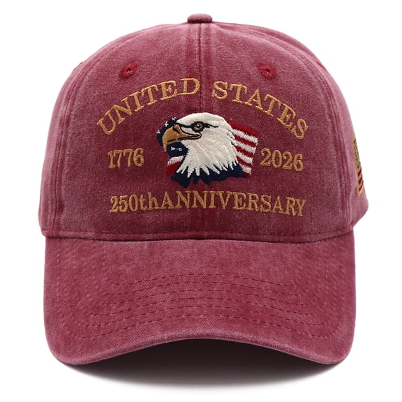 250 Anniversary USA Hat, Embroidered Adjustable 1776-2026 250th Anniversary Retro Eagles Patriotic Baseball Cap